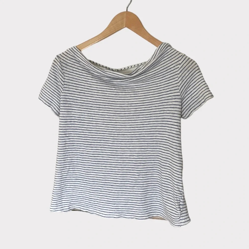 Anthropologie Maeve white and blue striped linen shirt size small - Picture 6 of 6